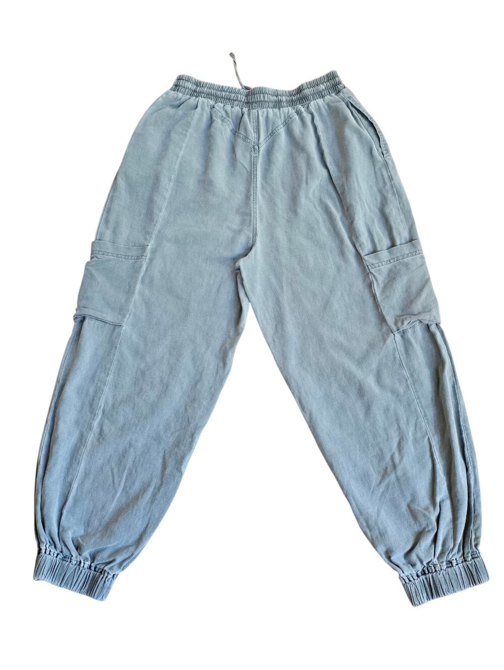 Urban Outfitters Baggy Pants Sz M Linen Blend High Waist Pullon Lagenlook Cargo